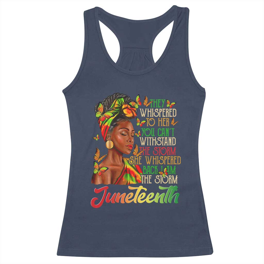 Juneteenth Black Women Racerback Tank Top I Am The Storm Black History Month TS01 Navy Print Your Wear