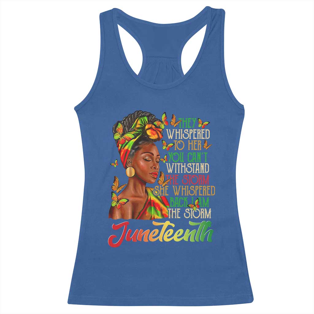Juneteenth Black Women Racerback Tank Top I Am The Storm Black History Month TS01 Royal Blue Print Your Wear