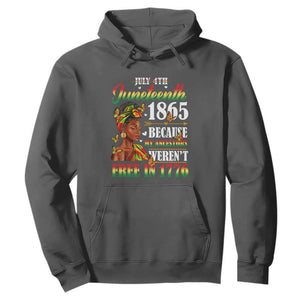 Juneteenth Hoodie For Black Women Because My Ancestor Weren't Free 1776 TS01 Dark Heather Printyourwear