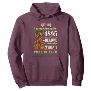 Juneteenth Hoodie For Black Women Because My Ancestor Weren't Free 1776 TS01 Maroon Printyourwear