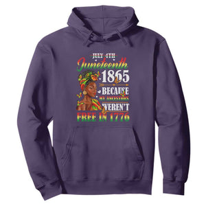 Juneteenth Hoodie For Black Women Because My Ancestor Weren't Free 1776 TS01 Purple Printyourwear