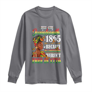 Juneteenth Black Women Long Sleeve Shirt Because My Ancestor Weren't Free in 1776 TS01 Charcoal Print Your Wear