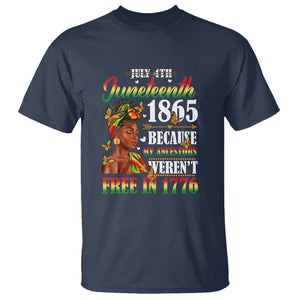 Juneteenth T Shirt For Black Women Because My Ancestor Weren't Free 1776 TS01 Navy Printyourwear