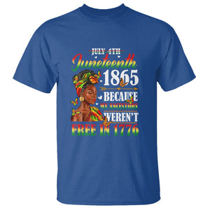 Juneteenth T Shirt For Black Women Because My Ancestor Weren't Free 1776 TS01 Royal Blue Printyourwear