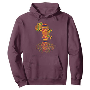 My Roots Black History Hoodie With Traditional Kente and Africa Map TS01 Maroon Printyourwear