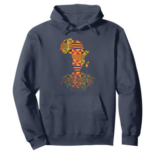 My Roots Black History Hoodie With Traditional Kente and Africa Map TS01 Navy Printyourwear