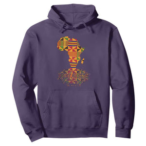 My Roots Black History Hoodie With Traditional Kente and Africa Map TS01 Purple Printyourwear