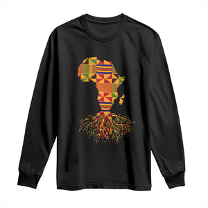 My Roots Black History Long Sleeve Shirt With Traditional Kente and Africa Map TS01 Black Print Your Wear