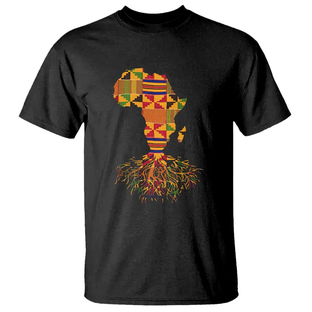 My Roots Black History T Shirt With Traditional Kente and Africa Map TS01 Black Printyourwear