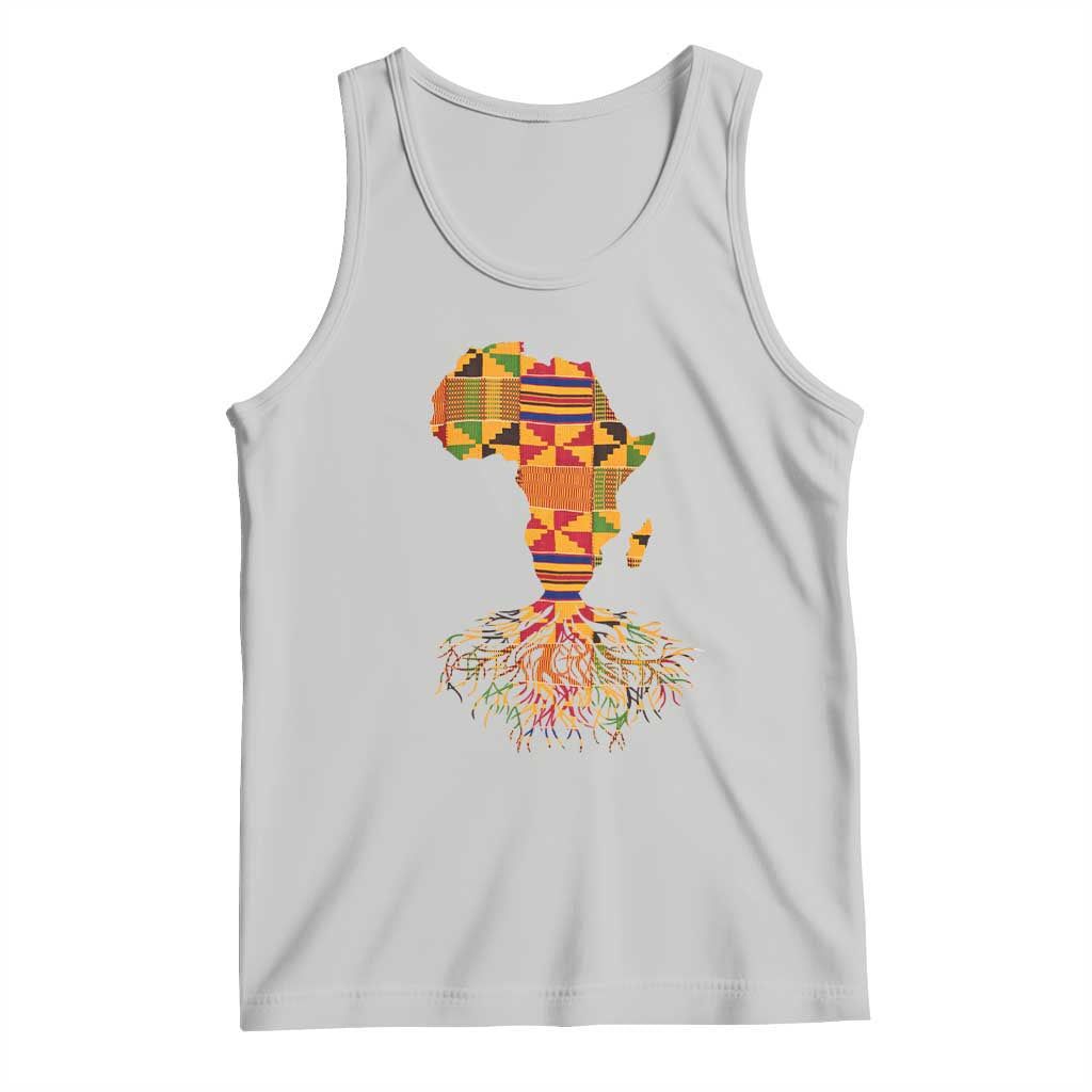 My Roots Black History Tank Top With Traditional Kente and Africa Map TS01 Ash Print Your Wear