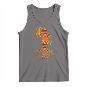 My Roots Black History Tank Top With Traditional Kente and Africa Map TS01 Deep Heather Print Your Wear