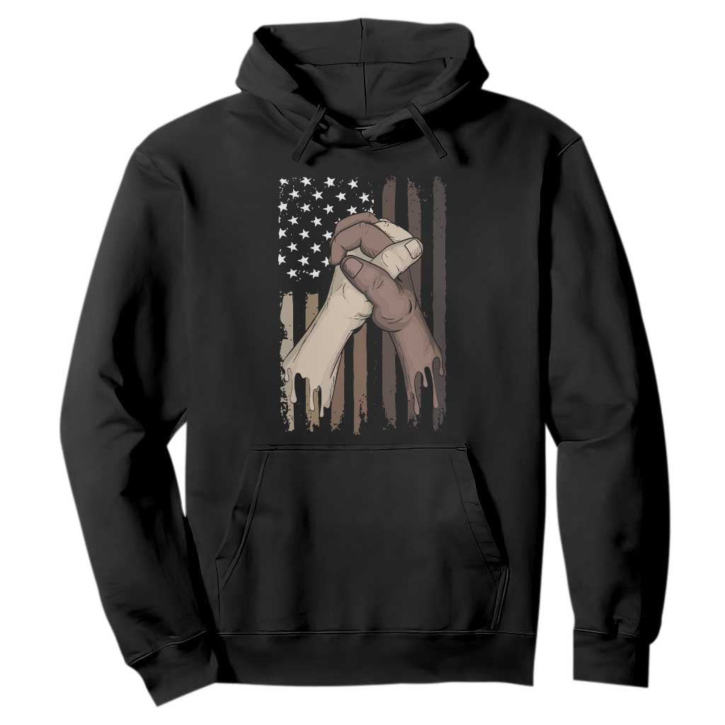 US Flag with Black & American Hands BLM Hoodie TS01 Black Printyourwear