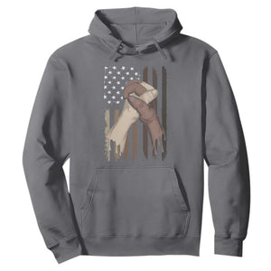 US Flag with Black & American Hands BLM Hoodie TS01 Charcoal Printyourwear