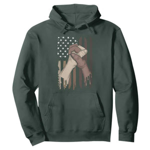 US Flag with Black & American Hands BLM Hoodie TS01 Dark Forest Green Printyourwear