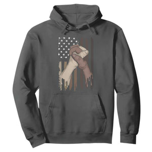 US Flag with Black & American Hands BLM Hoodie TS01 Dark Heather Printyourwear