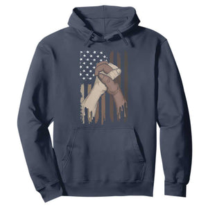 US Flag with Black & American Hands BLM Hoodie TS01 Navy Printyourwear