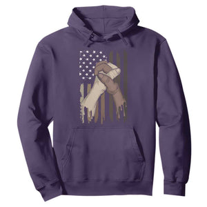 US Flag with Black & American Hands BLM Hoodie TS01 Purple Printyourwear