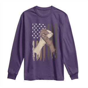 Black American Long Sleeve Shirt US Flag Holding Hands TS01 Purple Print Your Wear