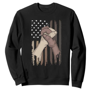 US Flag with Black & American Hands BLM Sweatshirt TS01 Black Printyourwear