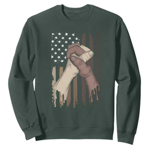 US Flag with Black & American Hands BLM Sweatshirt TS01 Dark Forest Green Printyourwear