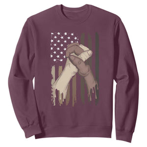 US Flag with Black & American Hands BLM Sweatshirt TS01 Maroon Printyourwear
