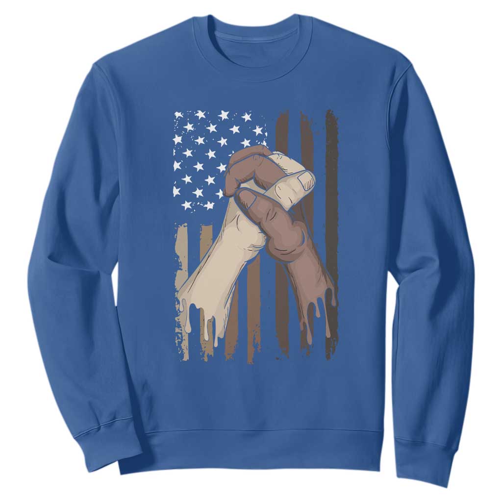 US Flag with Black & American Hands BLM Sweatshirt TS01 Royal Blue Printyourwear