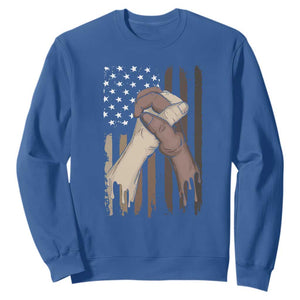 US Flag with Black & American Hands BLM Sweatshirt TS01 Royal Blue Printyourwear
