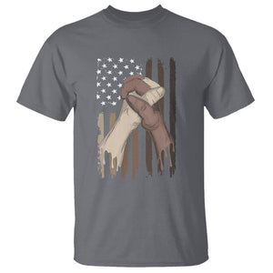 US Flag with Black & American Hands BLM T Shirt TS01 Charcoal Printyourwear