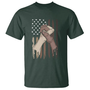 US Flag with Black & American Hands BLM T Shirt TS01 Dark Forest Green Printyourwear