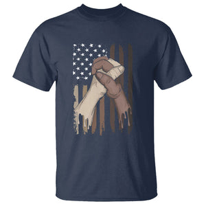 US Flag with Black & American Hands BLM T Shirt TS01 Navy Printyourwear