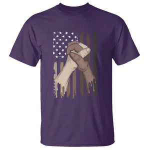 US Flag with Black & American Hands BLM T Shirt TS01 Purple Printyourwear