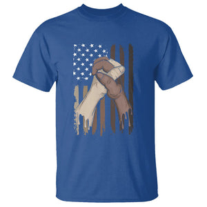 US Flag with Black & American Hands BLM T Shirt TS01 Royal Blue Printyourwear