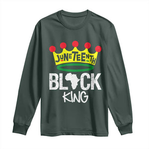 Juneteenth Black King Long Sleeve Shirt 1865 African Pride Black Power TS01 Dark Forest Green Print Your Wear