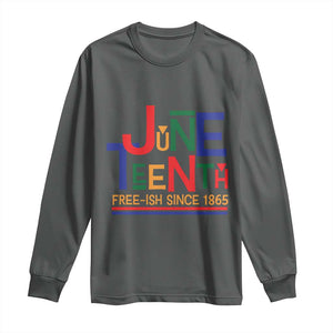 Free Ish Since 1865 Long Sleeve Shirt Juneteenth Celebration Retro TS01 Dark Heather Print Your Wear