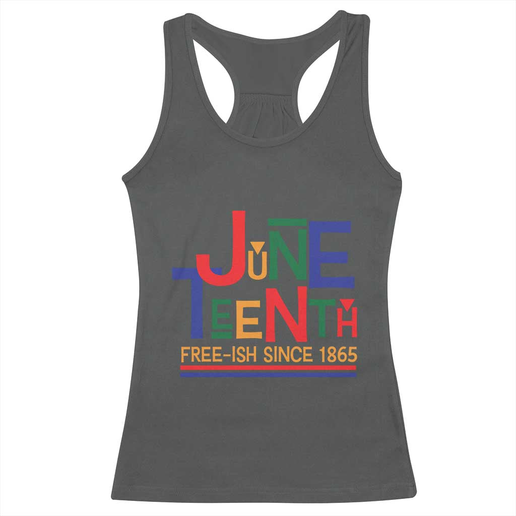 Free Ish Since 1865 Racerback Tank Top Juneteenth Celebration Retro TS01 Dark Heather Print Your Wear