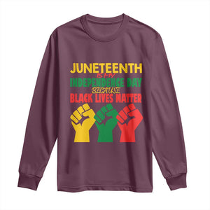 Juneteenth Is My Independence Day Long Sleeve Shirt Because BLM TS01 Maroon Print Your Wear