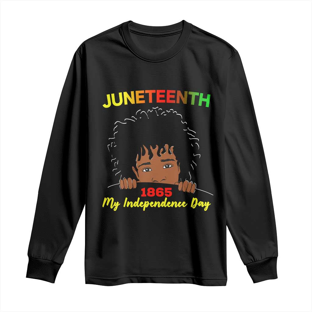 Celebrate Juneteenth Independence Long Sleeve Shirt Teen Youth Afro Locs Black Boy TS01 Black Print Your Wear