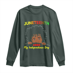 Celebrate Juneteenth Independence Long Sleeve Shirt Teen Youth Afro Locs Black Boy TS01 Dark Forest Green Print Your Wear