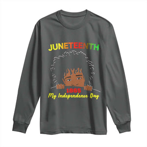 Celebrate Juneteenth Independence Long Sleeve Shirt Teen Youth Afro Locs Black Boy TS01 Dark Heather Print Your Wear