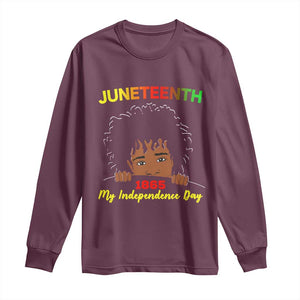 Celebrate Juneteenth Independence Long Sleeve Shirt Teen Youth Afro Locs Black Boy TS01 Maroon Print Your Wear