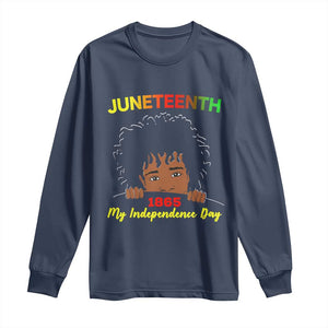 Celebrate Juneteenth Independence Long Sleeve Shirt Teen Youth Afro Locs Black Boy TS01 Navy Print Your Wear