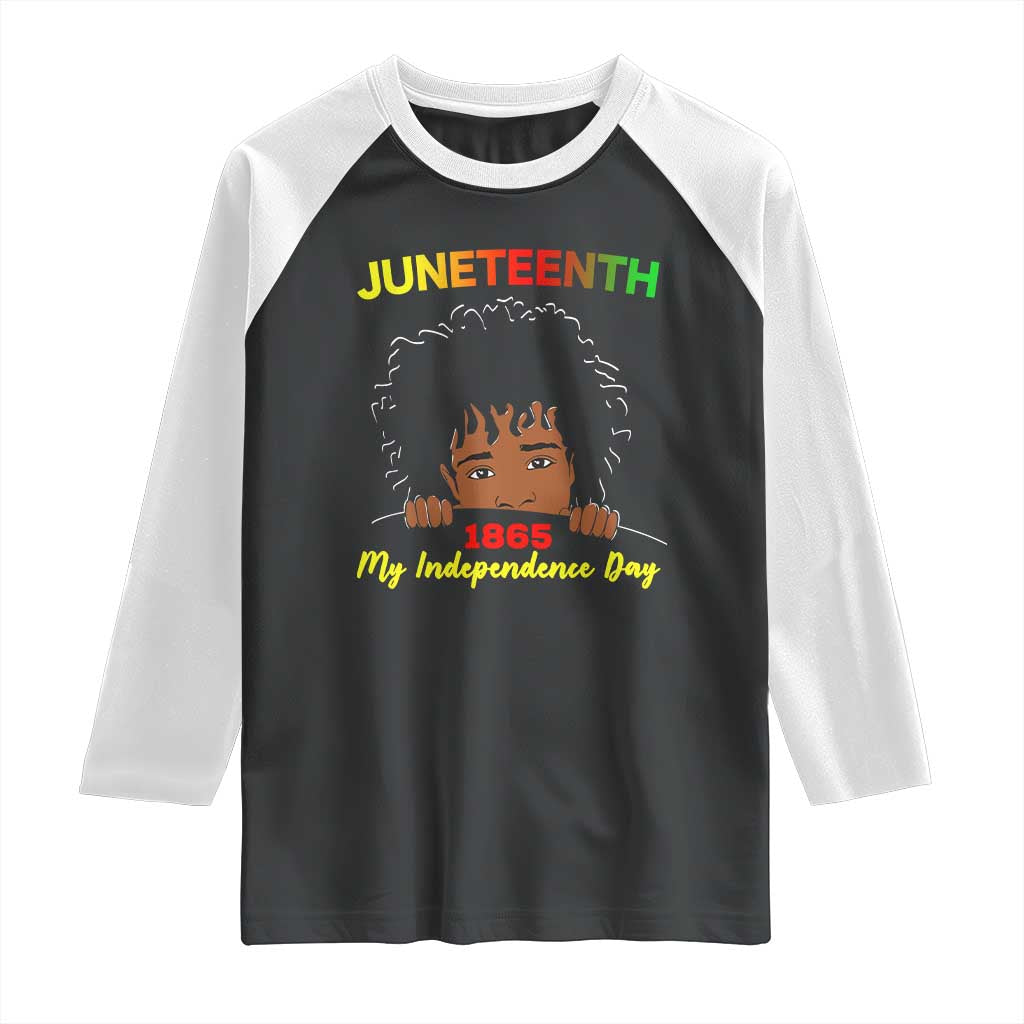 Celebrate Juneteenth Independence Raglan Shirt Teen Youth Afro Locs Black Boy TS01 Black White Print Your Wear