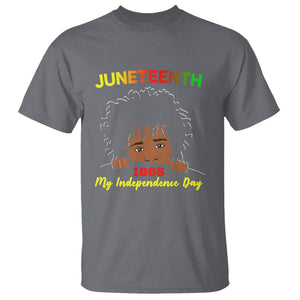 Happy Juneteenth Independence T Shirt Teen Youth Afro Locs Black Boy TS01 Charcoal Printyourwear