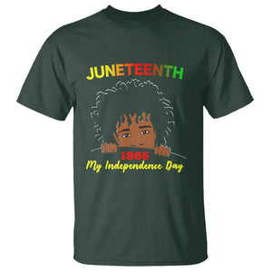 Happy Juneteenth Independence T Shirt Teen Youth Afro Locs Black Boy TS01 Dark Forest Green Printyourwear