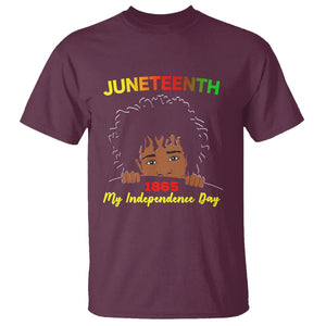 Happy Juneteenth Independence T Shirt Teen Youth Afro Locs Black Boy TS01 Maroon Printyourwear