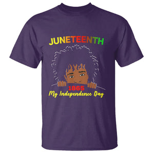 Happy Juneteenth Independence T Shirt Teen Youth Afro Locs Black Boy TS01 Purple Printyourwear