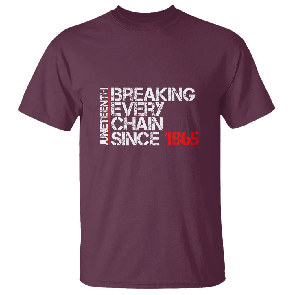 Juneteenth Breaking Every Chain T Shirt Since 1865 TS01 Maroon Printyourwear