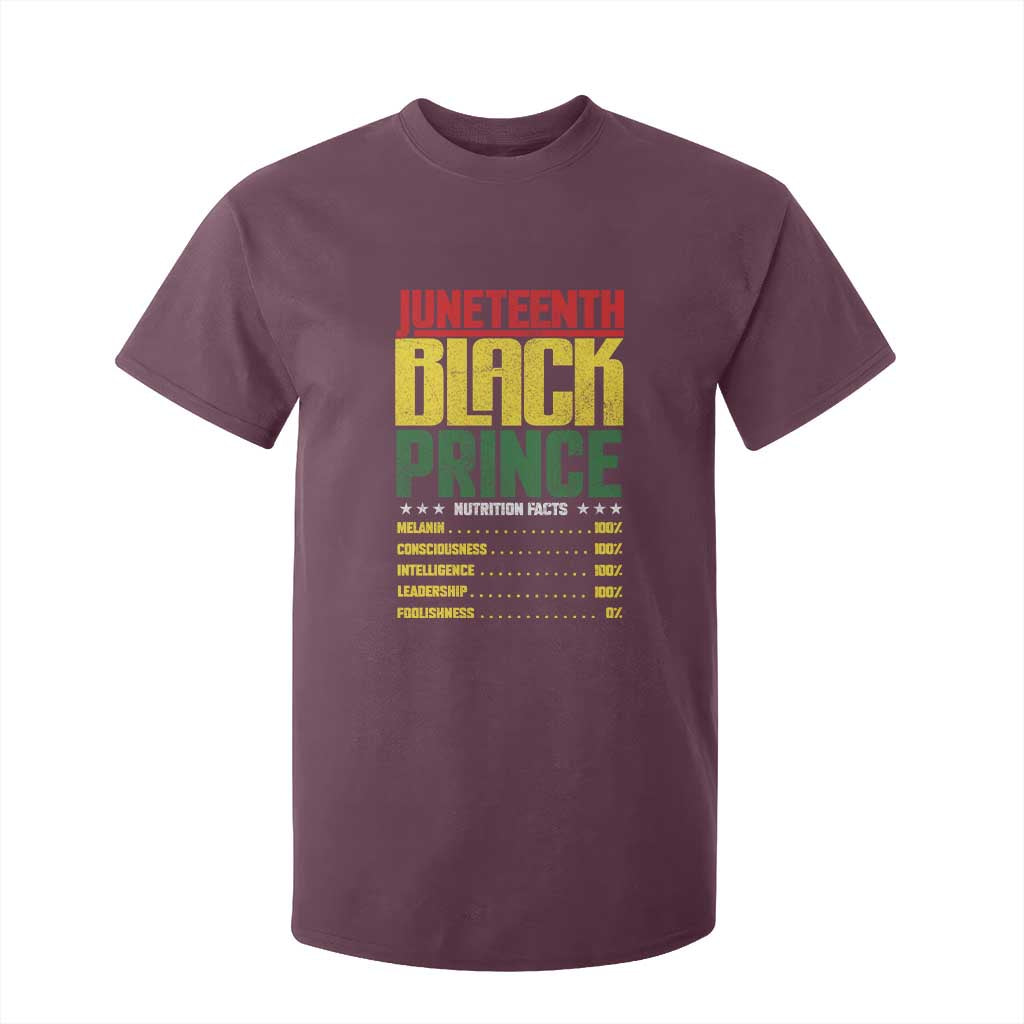 Juneteenth Black Prince Nutrition Facts T Shirt For Kid TS01 Maroon Print Your Wear