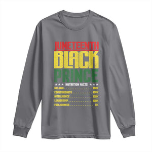 Juneteenth Black Prince Nutrition Facts Long Sleeve Shirt TS01 Charcoal Print Your Wear