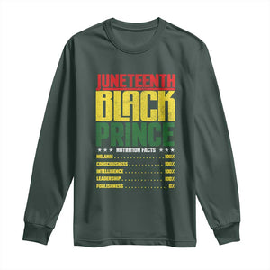 Juneteenth Black Prince Nutrition Facts Long Sleeve Shirt TS01 Dark Forest Green Print Your Wear